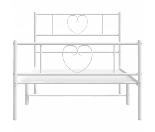 Metallist Voodiraam Peatsi Ja Jalutsiga, Valge, 75X190 Cm