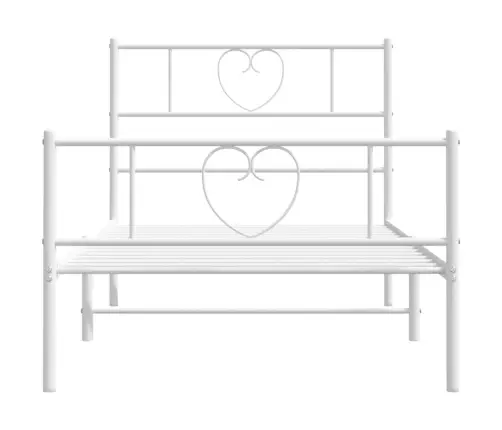 Metallist Voodiraam Peatsi Ja Jalutsiga, Valge, 90 X 200 Cm