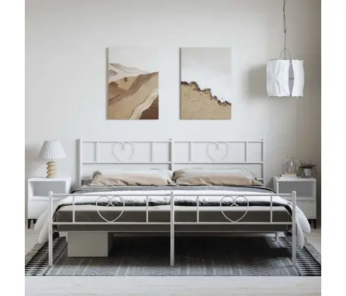 Gultas Rāmis Ar Galvgali Un Kājgali, Balts Metāls, 183X213 Cm Vidaxl