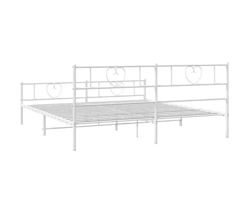 Metallist Voodiraam Peatsi Ja Jalutsiga, Valge, 193X203 Cm