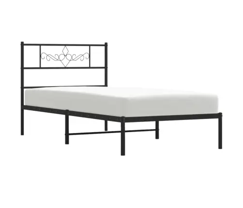 Gultas Rāmis Ar Galvgali, Melns Metāls, 75X190 Cm Vidaxl