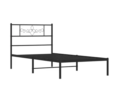 Gultas Rāmis Ar Galvgali, Melns Metāls, 75X190 Cm Vidaxl