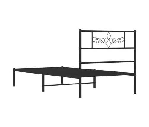 Gultas Rāmis Ar Galvgali, Melns Metāls, 75X190 Cm Vidaxl