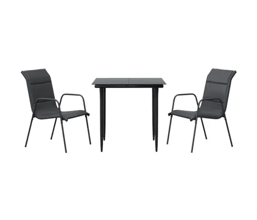 Sodo Valgomojo Komplektas, 3 Dalių, Juodas, Plienas/Tekstilenas