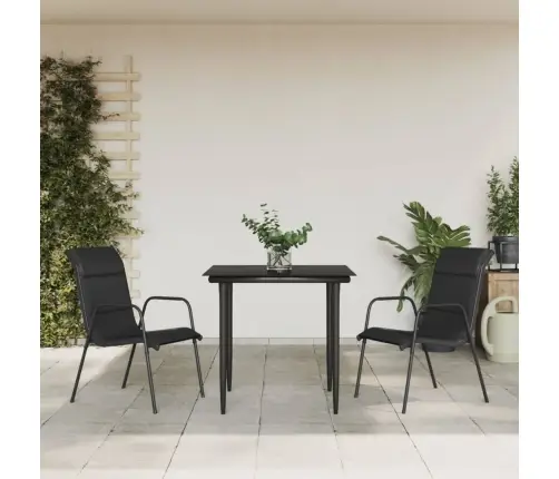 Sodo Valgomojo Komplektas, 3 Dalių, Juodas, Plienas/Tekstilenas