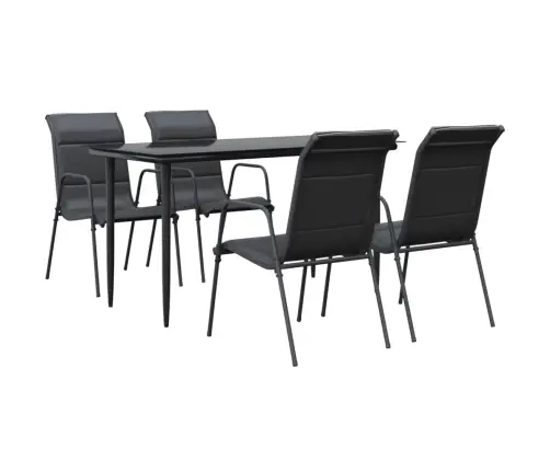 5-Osaline Aia Söögimööbli Komplekt, Must, Tekstileen Ja Teras