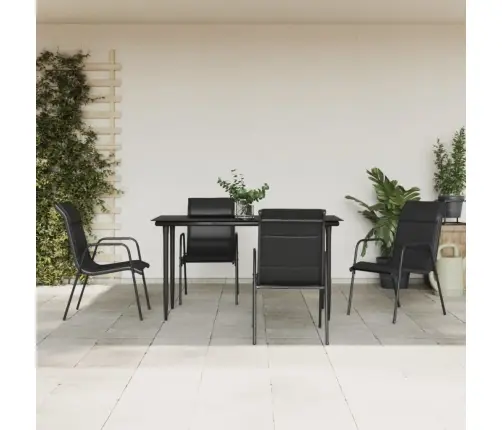 5-Osaline Aia Söögimööbli Komplekt, Must, Tekstileen Ja Teras