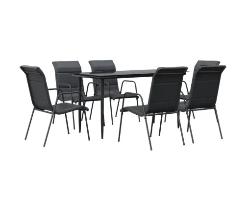 Sodo Valgomojo Komplektas, 7 Dalių, Juodas, Plienas/Tekstilenas