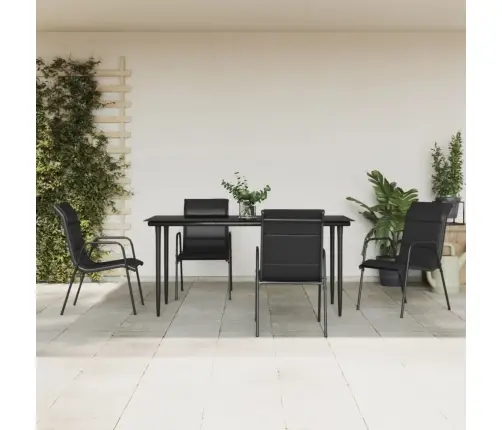 5-Osaline Aia Söögimööbli Komplekt, Must, Tekstileen Ja Teras