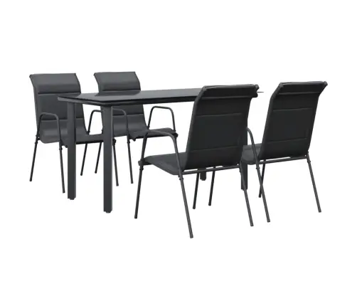 5-Daļīgs Dārza Mēbeļu Komplekts, Tekstilēns Un Tērauds, Melns Vidaxl