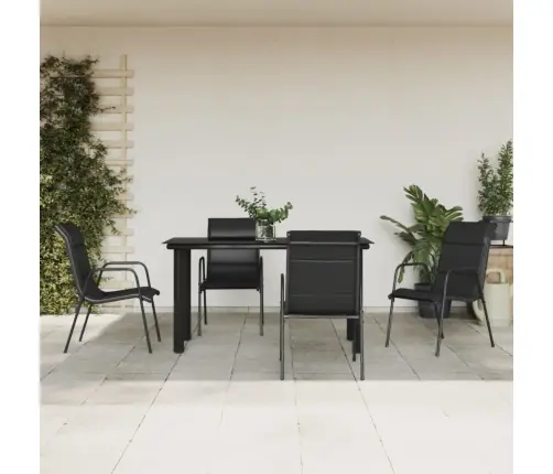 5-Daļīgs Dārza Mēbeļu Komplekts, Tekstilēns Un Tērauds, Melns Vidaxl