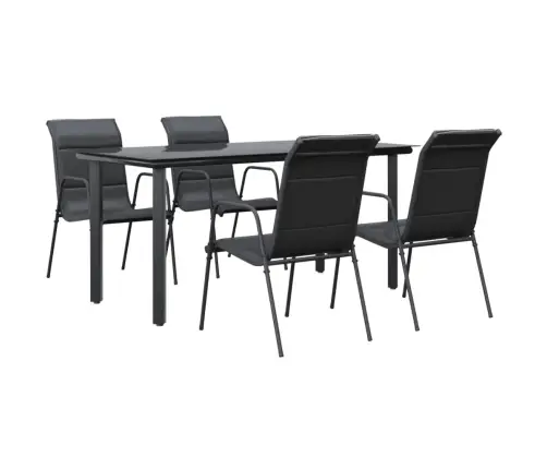 Sodo Valgomojo Komplektas, 5 Dalių, Juodas, Plienas/Tekstilenas