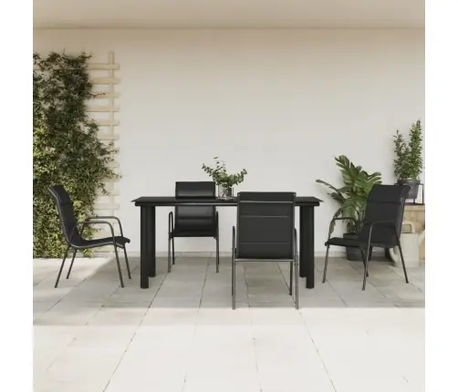 Sodo Valgomojo Komplektas, 5 Dalių, Juodas, Plienas/Tekstilenas