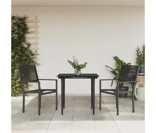 Sodo Valgomojo Komplektas, 3 Dalių, Juodas, Plienas/Tekstilenas