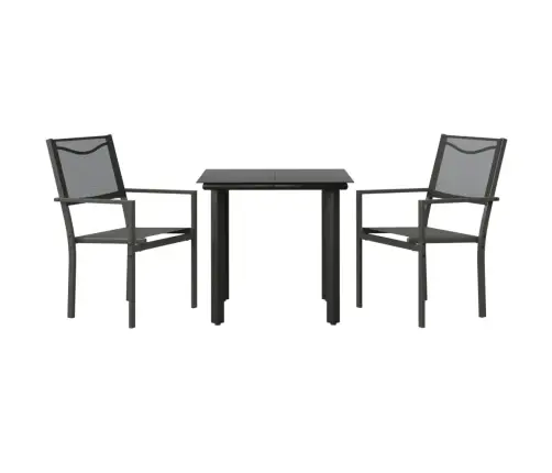 3-Daļīgs Dārza Mēbeļu Komplekts, Tekstilēns Un Tērauds, Melns Vidaxl