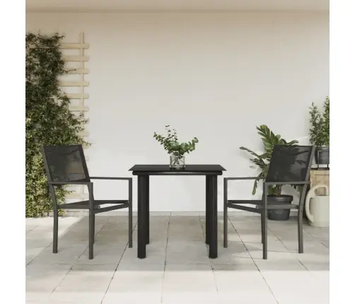 3-Daļīgs Dārza Mēbeļu Komplekts, Tekstilēns Un Tērauds, Melns Vidaxl