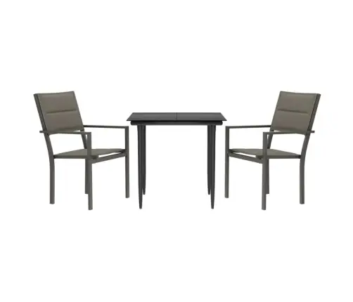 3-Daļīgs Dārza Mēbeļu Komplekts, Tekstilēns Un Tērauds, Melns Vidaxl