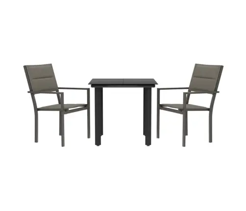 3-Daļīgs Dārza Mēbeļu Komplekts, Tekstilēns Un Tērauds, Melns Vidaxl