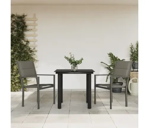 3-Daļīgs Dārza Mēbeļu Komplekts, Tekstilēns Un Tērauds, Melns Vidaxl