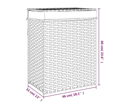 Veļas Grozs Ar Vāku, 46X33X60 Cm, Mākslīgā Rotangpalma Vidaxl