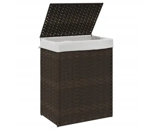Veļas Grozs Ar Vāku, Tumši Brūns, 46X33X60 Cm, Pe Rotangpalma Vidaxl
