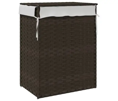 Veļas Grozs Ar Vāku, Tumši Brūns, 46X33X60 Cm, Pe Rotangpalma Vidaxl