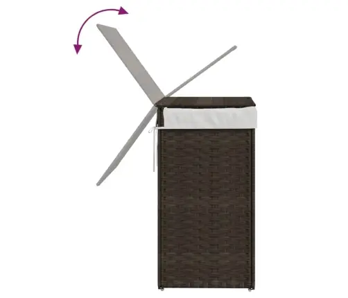 Veļas Grozs Ar Vāku, Tumši Brūns, 46X33X60 Cm, Pe Rotangpalma Vidaxl