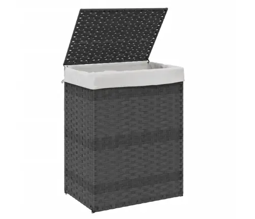 Veļas Grozs Ar Vāku, Pelēks, 46X33X60 Cm, Mākslīgā Rotangpalma Vidaxl