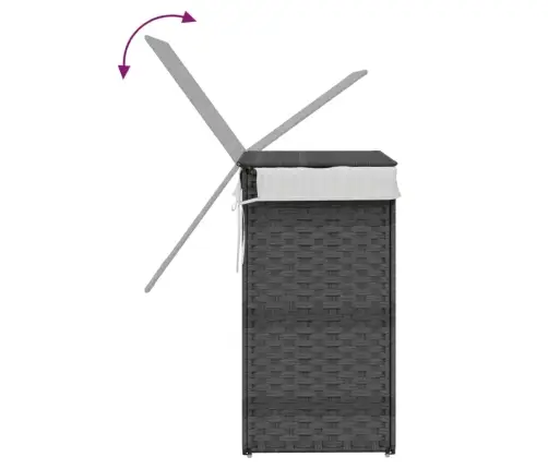 Veļas Grozs Ar Vāku, Pelēks, 46X33X60 Cm, Mākslīgā Rotangpalma Vidaxl