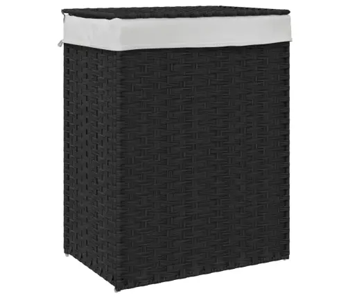 Veļas Grozs Ar Vāku, Melns, 46X33X60 Cm, Mākslīgā Rotangpalma Vidaxl