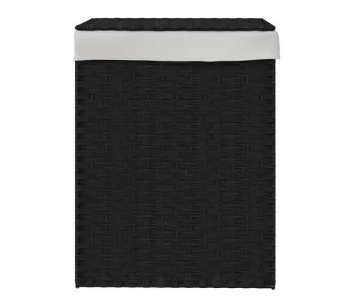 Veļas Grozs Ar Vāku, Melns, 46X33X60 Cm, Mākslīgā Rotangpalma Vidaxl