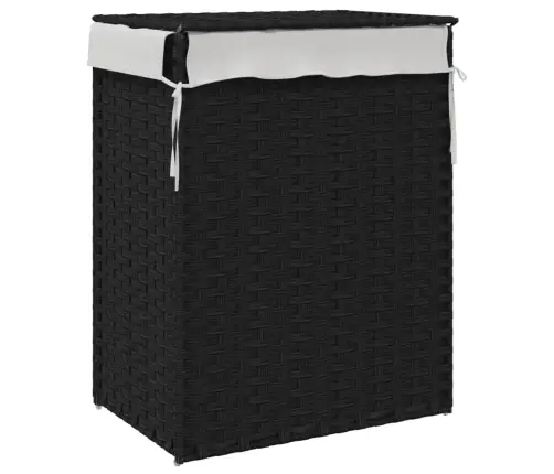 Veļas Grozs Ar Vāku, Melns, 46X33X60 Cm, Mākslīgā Rotangpalma Vidaxl