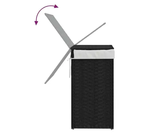 Veļas Grozs Ar Vāku, Melns, 46X33X60 Cm, Mākslīgā Rotangpalma Vidaxl