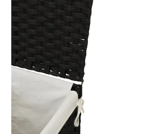 Veļas Grozs Ar Vāku, Melns, 46X33X60 Cm, Mākslīgā Rotangpalma Vidaxl