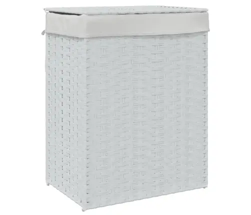 Veļas Grozs Ar Vāku, Balts, 46X33X60 Cm, Mākslīgā Rotangpalma Vidaxl