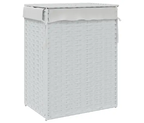 Veļas Grozs Ar Vāku, Balts, 46X33X60 Cm, Mākslīgā Rotangpalma Vidaxl