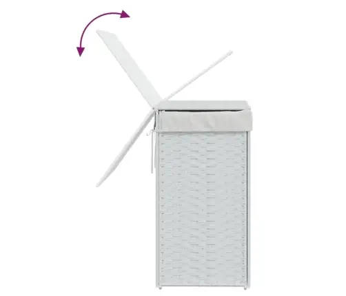 Veļas Grozs Ar Vāku, Balts, 46X33X60 Cm, Mākslīgā Rotangpalma Vidaxl