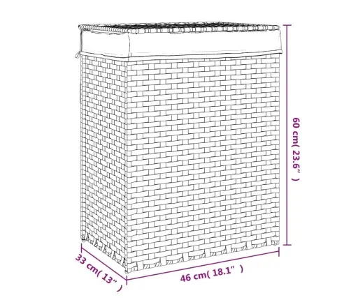 Veļas Grozs Ar Vāku, Balts, 46X33X60 Cm, Mākslīgā Rotangpalma Vidaxl