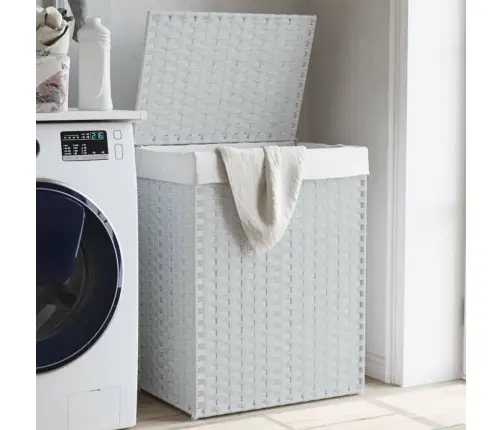 Veļas Grozs Ar Vāku, Balts, 46X33X60 Cm, Mākslīgā Rotangpalma Vidaxl