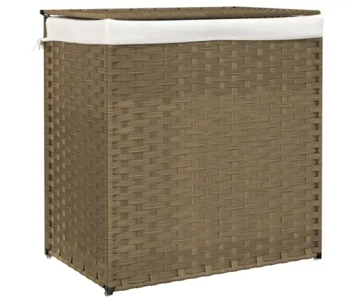 Veļas Grozs, 2 Nodalījumi, 53X35X57 Cm, Mākslīgā Rotangpalma Vidaxl