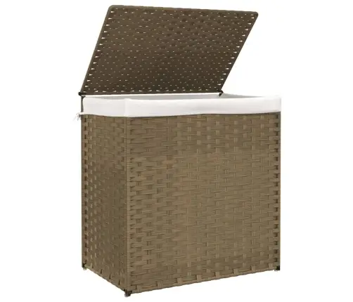 Veļas Grozs, 2 Nodalījumi, 53X35X57 Cm, Mākslīgā Rotangpalma Vidaxl