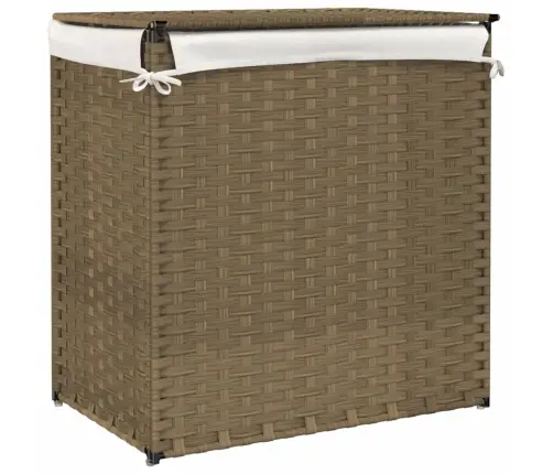 Veļas Grozs, 2 Nodalījumi, 53X35X57 Cm, Mākslīgā Rotangpalma Vidaxl