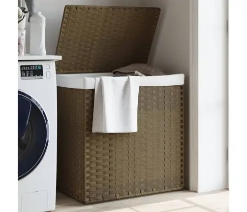 Veļas Grozs, 2 Nodalījumi, 53X35X57 Cm, Mākslīgā Rotangpalma Vidaxl