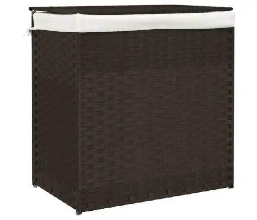 Veļas Grozs, 2 Nodalījumi, 53X35X57 Cm, Tumši Brūna Pe Vidaxl