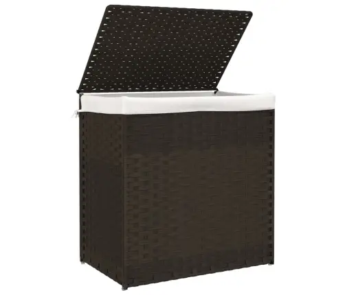 Veļas Grozs, 2 Nodalījumi, 53X35X57 Cm, Tumši Brūna Pe Vidaxl