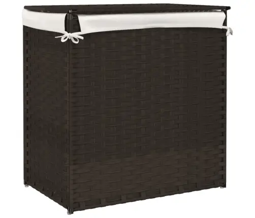 Veļas Grozs, 2 Nodalījumi, 53X35X57 Cm, Tumši Brūna Pe Vidaxl