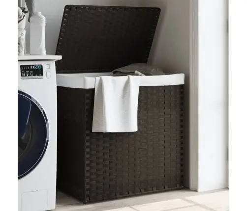 Veļas Grozs, 2 Nodalījumi, 53X35X57 Cm, Tumši Brūna Pe Vidaxl