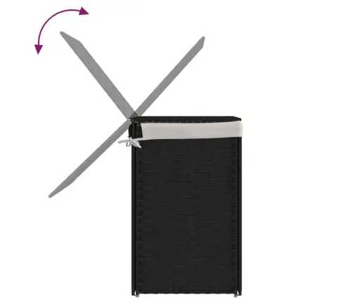 2 Sektsiooniga Pesukorv, Must, 53 X 35 X 57 cm Polürotang