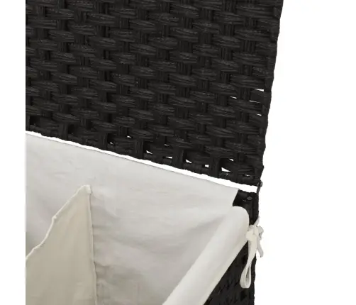 2 Sektsiooniga Pesukorv, Must, 53 X 35 X 57 cm Polürotang
