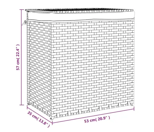 2 Sektsiooniga Pesukorv, Must, 53 X 35 X 57 cm Polürotang